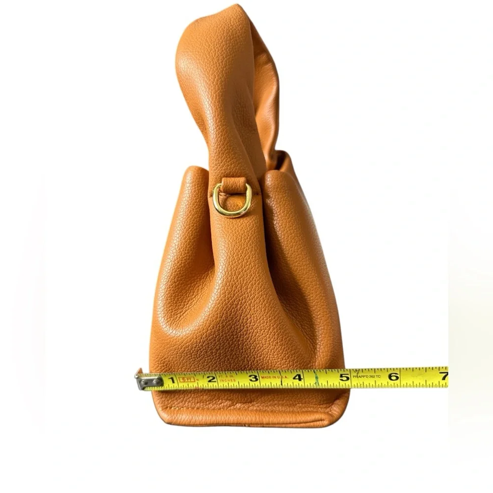 NEW Small Vinyl Bag with handle and crossbody strap. Carmel Color - Picture 8 of 10